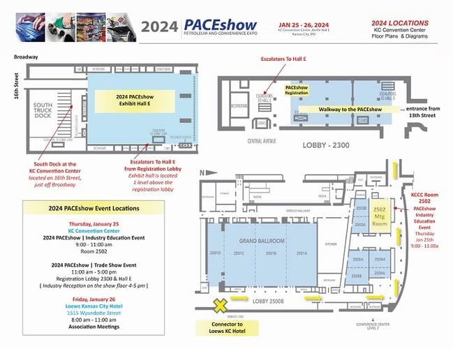 A map of the pace show floor and floor plans.